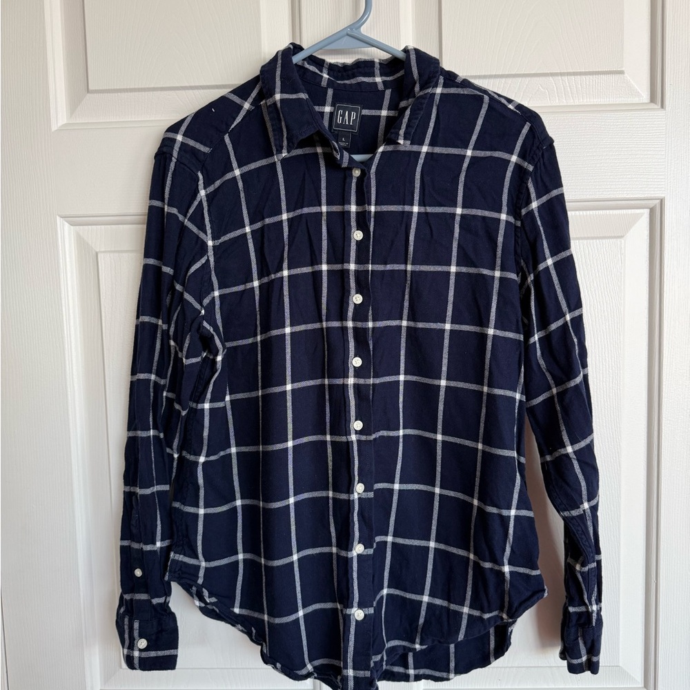 GAP Women’s Dark Blue Plaid Shirt